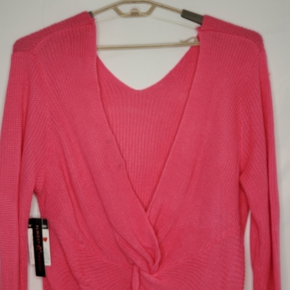 Almost Famous Pink Sweater Size 3X Knot Twist Detail Coquette Balletcore NEW - Picture 3 of 16